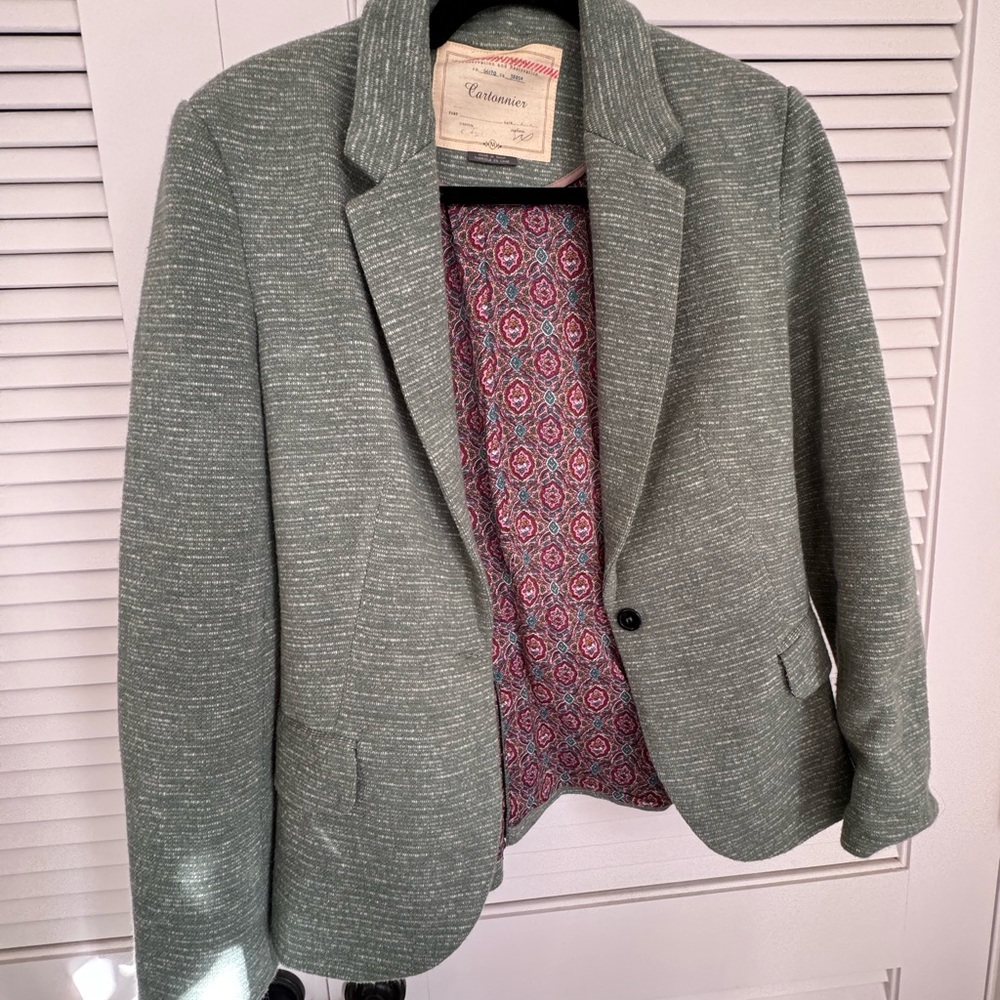 Anthropologie Cartonnier Seafoam Green Blazer